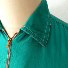 Charger l'image dans la galerie, 1960s - Cool Green Front Zipper Cotton Shirt - Sz. L