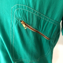 Charger l'image dans la galerie, 1960s - Cool Green Front Zipper Cotton Shirt - Sz. L