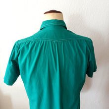 Charger l'image dans la galerie, 1960s - Cool Green Front Zipper Cotton Shirt - Sz. L