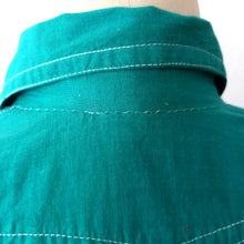 Charger l'image dans la galerie, 1960s - Cool Green Front Zipper Cotton Shirt - Sz. L