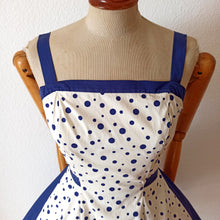 Charger l'image dans la galerie, 1950s - IRENE, Rome - Exquisite Blue Dots Cotton Dress - W26 (66cm)