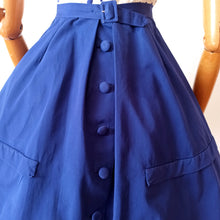 Charger l'image dans la galerie, 1950s - IRENE, Rome - Exquisite Blue Dots Cotton Dress - W26 (66cm)