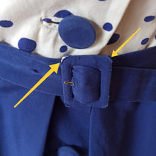 Charger l'image dans la galerie, 1950s - IRENE, Rome - Exquisite Blue Dots Cotton Dress - W26 (66cm)