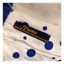 Charger l'image dans la galerie, 1950s - IRENE, Rome - Exquisite Blue Dots Cotton Dress - W26 (66cm)