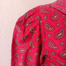 Charger l'image dans la galerie, 1940s 1950s - Gorgeous Rouge Paisley Cotton Blouse - W35 (88cm)