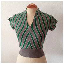 Charger l'image dans la galerie, 1940s 1950s - Fabulous Grey & Green Wool JD Top - Sz. XS/S