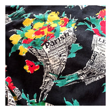 Charger l'image dans la galerie, 1950s - Stunning Parisien Newspaper Bouquet Novelty Skirt - W28 (72cm)