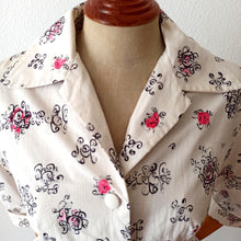 Charger l'image dans la galerie, 1950s - IMPERNAT, France - Adorable Romantic Cotton Dress - W31 (78.5cm)