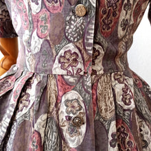 Charger l'image dans la galerie, 1950s 1960s - Beautiful Autumn Colors Cotton Dress - W29 (74cm)