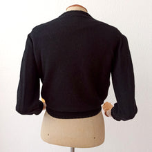 Charger l'image dans la galerie, 1950s - Stunning Beaded Butterflies Black Wool Cardigan