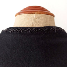 Charger l'image dans la galerie, 1950s - Stunning Beaded Butterflies Black Wool Cardigan