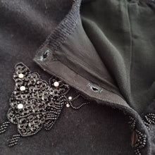 Charger l'image dans la galerie, 1950s - Stunning Beaded Butterflies Black Wool Cardigan