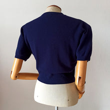 Charger l'image dans la galerie, 1950s - JAEGER, UK - Darling Navy Blue Wool Top - W28/34 (72/86cm)
