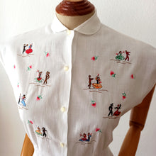 Charger l'image dans la galerie, 1950s - SEGURA, Spain - Deadstock Flamenco Dancers Souvenir Blouse - W31 (80cm)