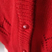 Carica l'immagine nel visualizzatore di Gallery, 80s does 50s - RENÉ DERHY, France - Red Ladybugs Cardigan - Sz. S/M
