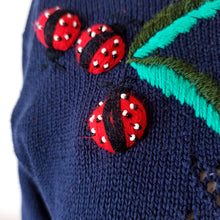Carica l'immagine nel visualizzatore di Gallery, 80s does 50s - RENÉ DERHY, France - Navy Blue Ladybugs Cardigan - Sz. S/M