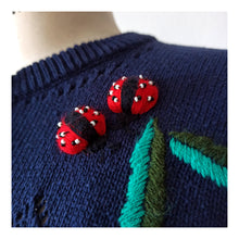 Carica l'immagine nel visualizzatore di Gallery, 80s does 50s - RENÉ DERHY, France - Navy Blue Ladybugs Cardigan - Sz. S/M