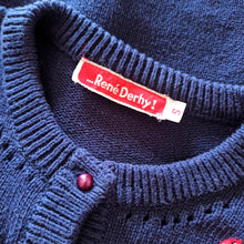 Carica l'immagine nel visualizzatore di Gallery, 80s does 50s - RENÉ DERHY, France - Navy Blue Ladybugs Cardigan - Sz. S/M