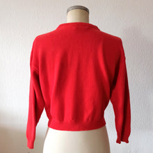 Carica l'immagine nel visualizzatore di Gallery, 80s does 50s - RENÉ DERHY, France - Red Ladybugs Cardigan - Sz. S/M