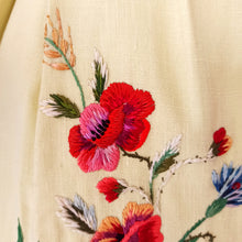 Charger l'image dans la galerie, 1950s - ANFEA, Switzerland - Outstanding Floral Raffia Ladybugs Linen Dress - W29 (74cm)