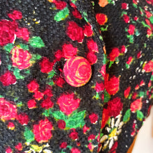 Charger l'image dans la galerie, 1950s - Stunning Black Roseprint Dress - W28 (72cm)