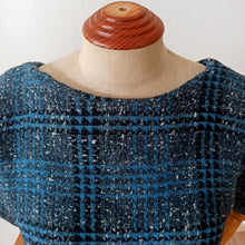 Charger l'image dans la galerie, 1950s - Stunning Blue Flecked Tartan Wool Dress - W27/28 (70/72cm)