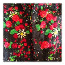 Charger l'image dans la galerie, 1950s - Stunning Black Roseprint Dress - W28 (72cm)