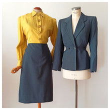 Cargar imagen en el visor de la galería, 1940s - Fabulous Slate Blue Wool Suit - W29 (74cm)