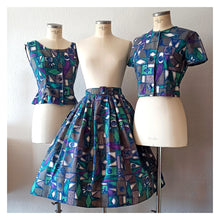 Charger l'image dans la galerie, 1950s 1960s - Stunning 3pc Abstract Cotton Set - W26/30 (66/76cm)