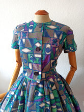 Charger l'image dans la galerie, 1950s 1960s - Stunning 3pc Abstract Cotton Set - W26/30 (66/76cm)