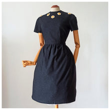 Charger l'image dans la galerie, 1950s 1960s - LESUR, Paris - Adorable Black Soft Wool Dress - W29 (74cm)