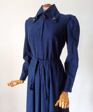 Load image into Gallery viewer, 1940s - Superb Navy Blue Wool Dress - AS IS - W29 (74cm)