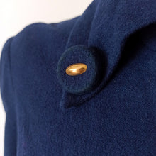 Load image into Gallery viewer, 1940s - Superb Navy Blue Wool Dress - AS IS - W29 (74cm)