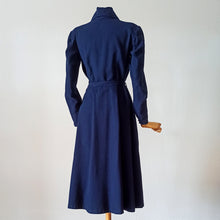 Load image into Gallery viewer, 1940s - Superb Navy Blue Wool Dress - AS IS - W29 (74cm)