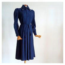 Load image into Gallery viewer, 1940s - Superb Navy Blue Wool Dress - AS IS - W29 (74cm)