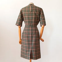 Load image into Gallery viewer, 1960s - Gorgeous Autumnal Colors Plaid Wool Dress - W26 (66cm)