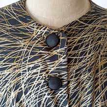 Charger l'image dans la galerie, 1950s - Spectacular Black Gold Couture Silk Dress - W22 (58cm)