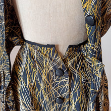 Charger l'image dans la galerie, 1950s - Spectacular Black Gold Couture Silk Dress - W22 (58cm)