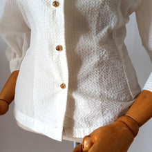 Cargar imagen en el visor de la galería, 1940s - Spectacular White Seersucker Balloon Sleeves Blouse - W37 (94cm)