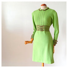 Charger l'image dans la galerie, 1960s - Delicious Apple Green Wool Knit Dress - W32 (82cm)