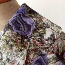 Charger l'image dans la galerie, 1950s 1960s - TERGAL, France - Gorgeous Purple Roses Dress - W27.5 (70cm)