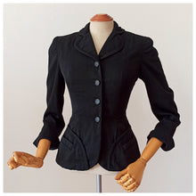 Cargar imagen en el visor de la galería, 1940s - JULIA'S by ROTH-LE-COVER, USA - New Look Black Wool Jacket - W25 (64cm)