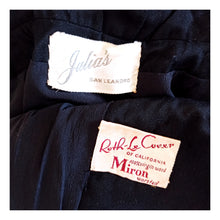 Cargar imagen en el visor de la galería, 1940s - JULIA'S by ROTH-LE-COVER, USA - New Look Black Wool Jacket - W25 (64cm)