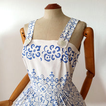 Charger l'image dans la galerie, 1950s - Gorgeous Straps Buttons Cotton Dress - W27.5 (70cm)