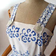 Charger l'image dans la galerie, 1950s - Gorgeous Straps Buttons Cotton Dress - W27.5 (70cm)