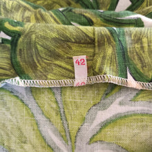 Charger l'image dans la galerie, 1950s - Stunning Abstract Green Cotton Linen Dress - W28.5 (72cm)