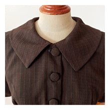 Load image into Gallery viewer, 1960s - Ultra-gorgeous Brown Textured Cotton Dress - W28.5 (72cm)