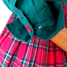 Charger l'image dans la galerie, 1950s - USA - Fabulous Xmas Spirit Green Tartan Cotton Dress - W27 (68cm)