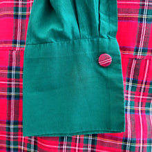 Charger l'image dans la galerie, 1950s - USA - Fabulous Xmas Spirit Green Tartan Cotton Dress - W27 (68cm)