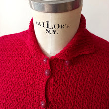 Charger l'image dans la galerie, 1950s 1960s - Beautiful Hand Knitted Burgundy Set - Sz. S/M